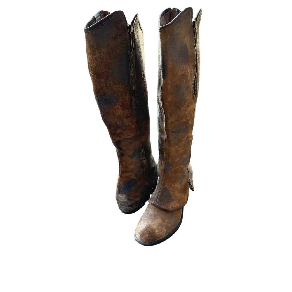 Donald Pliner 8M Devi Boots distressed oiled leather indie-sleaze, equestrian
